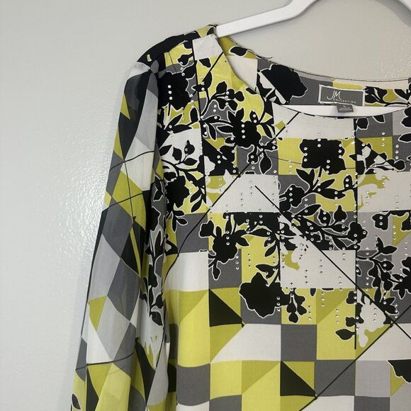 JM Collection Women’s Size L Multicolor Studded 3/4 Sleeves Blue Green - Picture 5 of 13